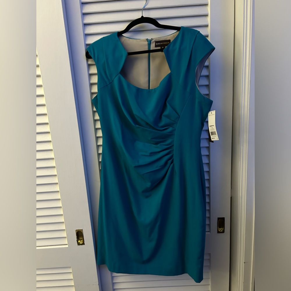 NWT Beautiful Blue Dana Buckman sheath dress size 14